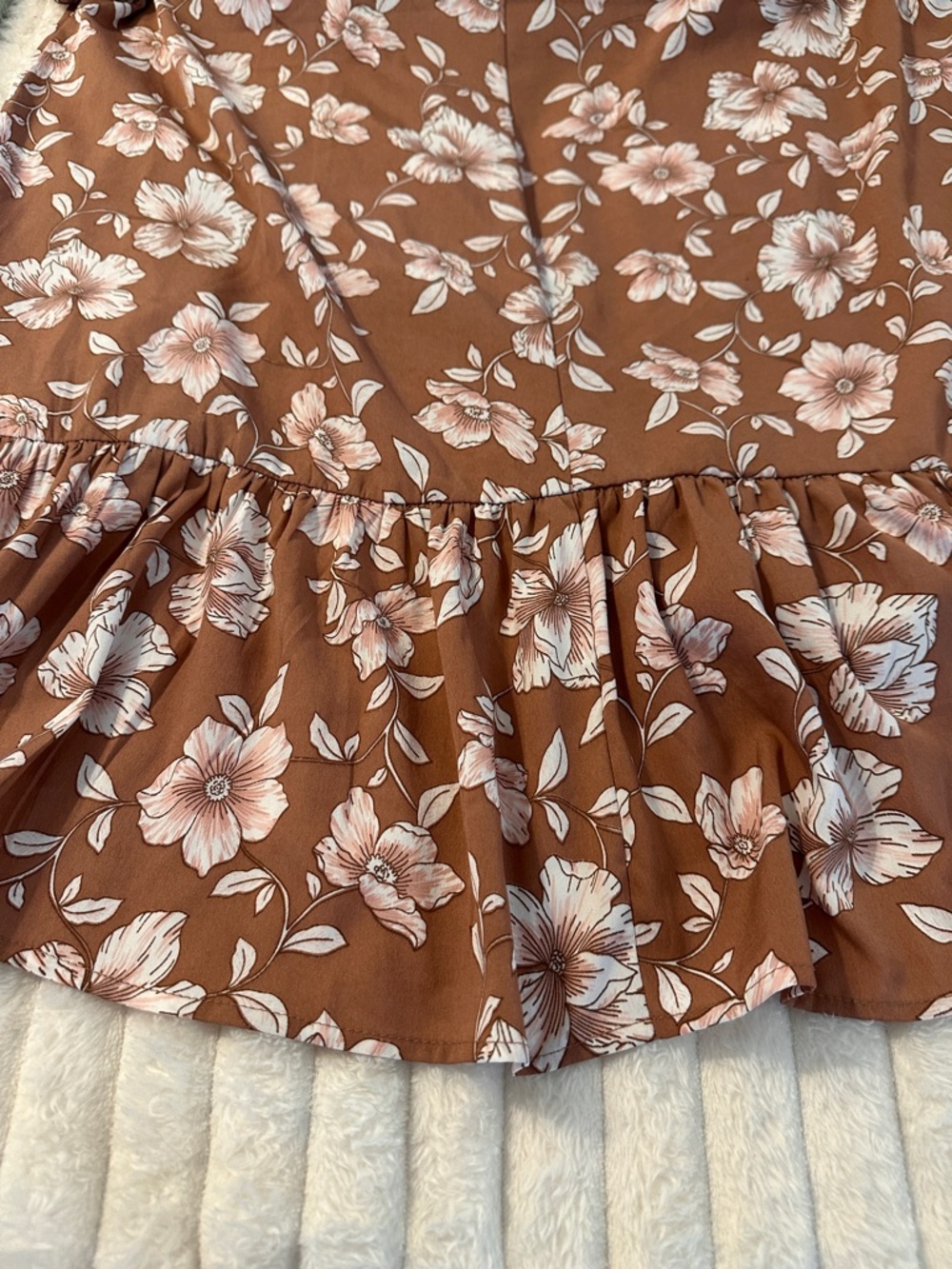 FREE PEOPLE Land of the Free Floral Sweetheart Midi Boho Dress in Rust Brown - Picture 7 of 9